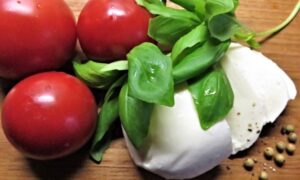 Mozzarella di bufola con pomodori e basilico